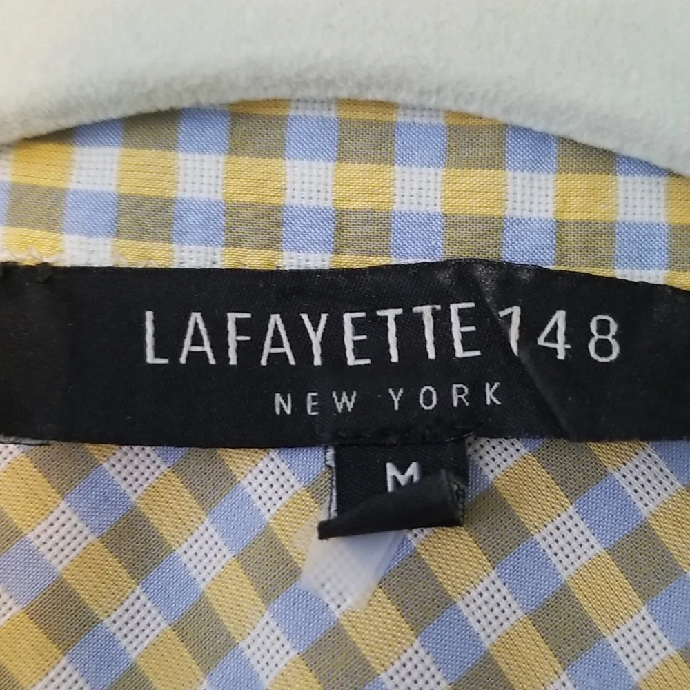 Lafayette 148 New York Button Down Shirt Medium Beading Collar EUC - Picture 4 of 5
